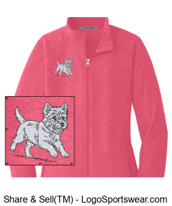Ladies Full Zip Fleece Jacket with embroidered Westie Design Zoom